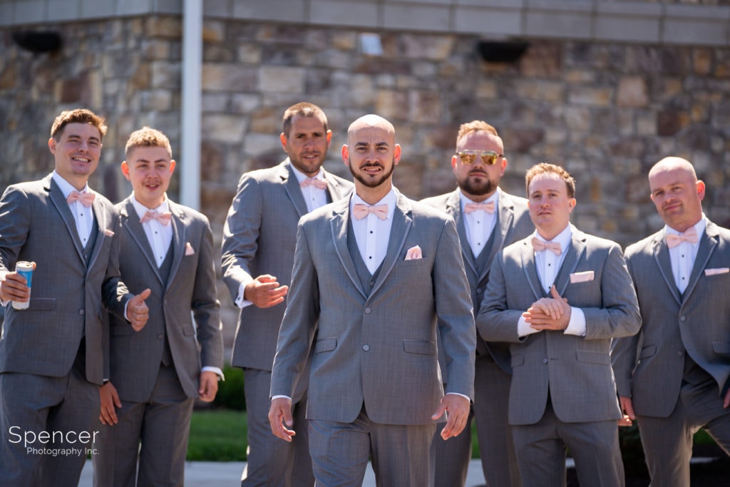 picture of groomsmen at Fairlawn Ohio hotel
