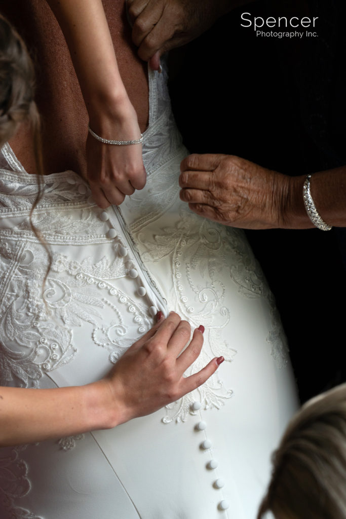 detail of bride's wedding dress