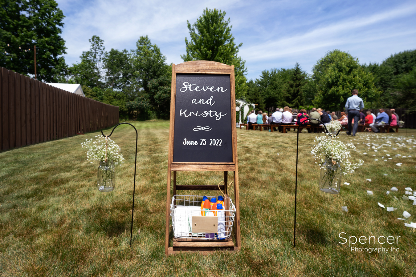 wedding ceremony sign greeting guests in North Ridgeville