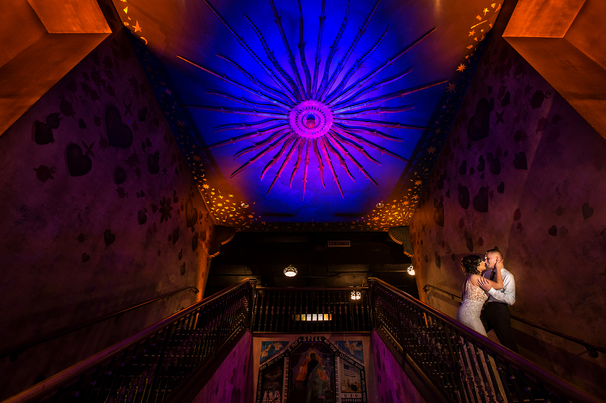 bride kissing groom at House of Blues Cleveland