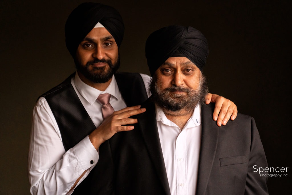 Sikh groom with father