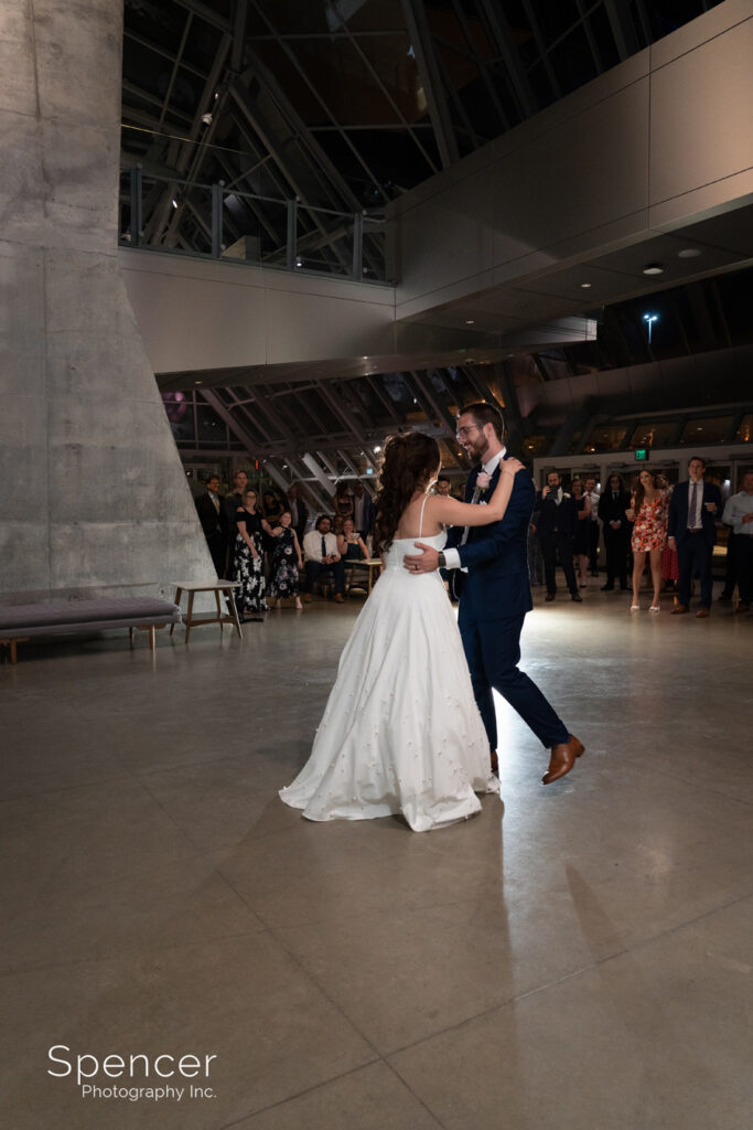 first dance at reception at Akron Art Museum