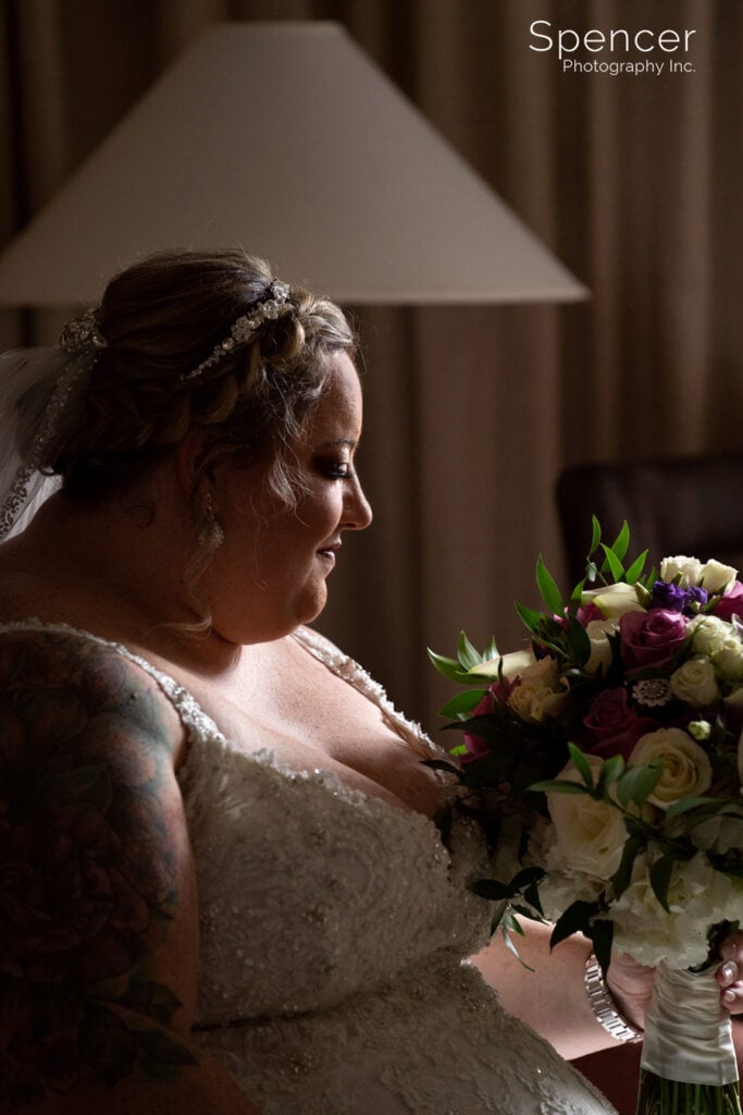 bride with flowers at Akron Hilton