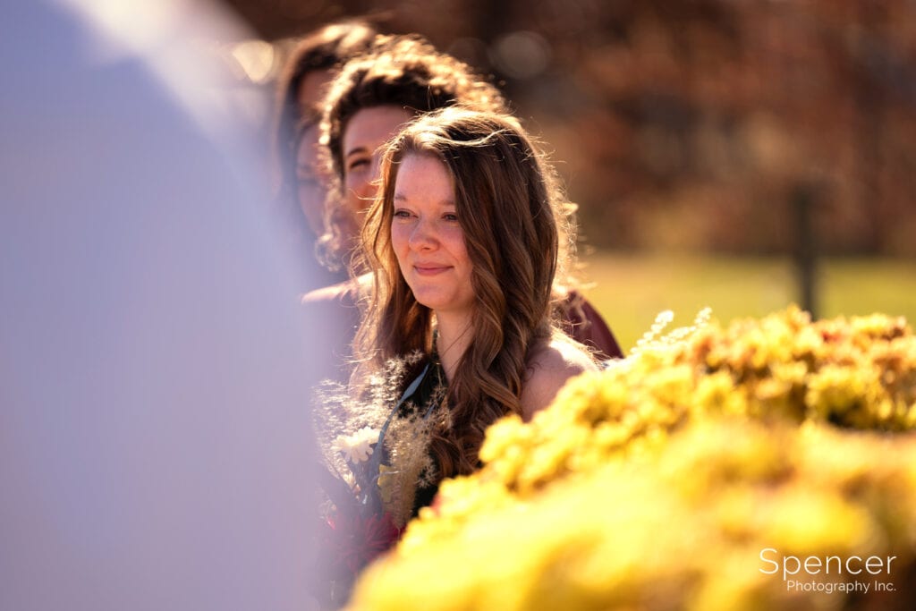 maid of honor at White Timbers wedding ceremony