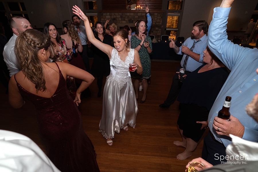  bride dancing at wedding reception at Cleveland Zoo