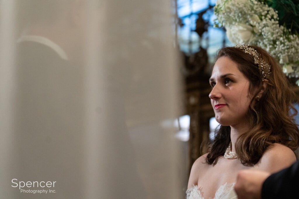 bride looking at groom at wedding at Marble Room