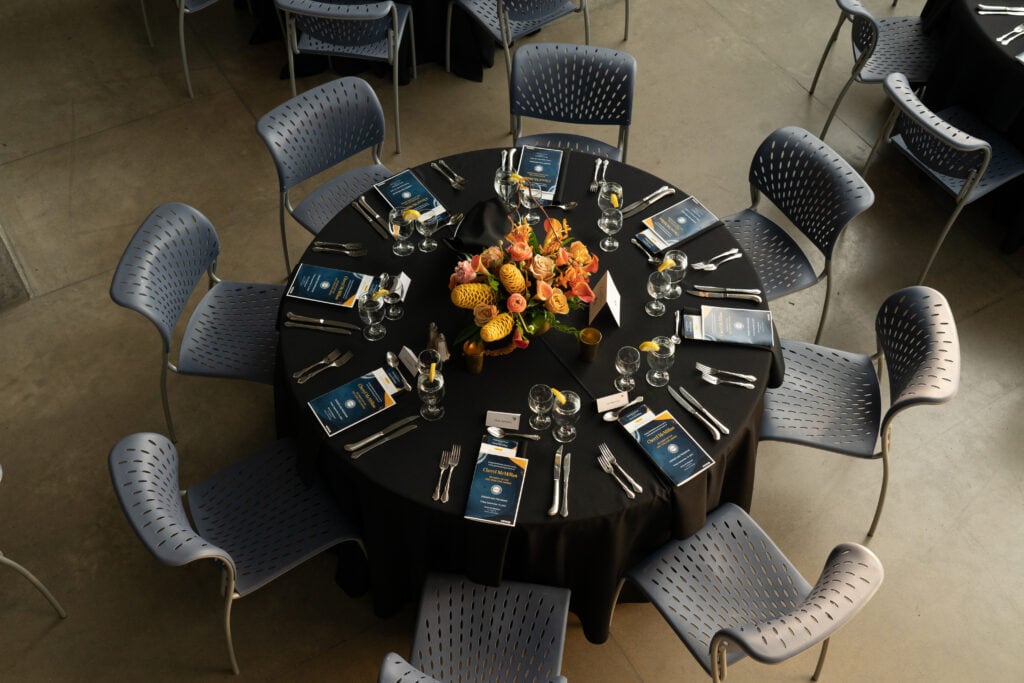 overhead picture of table at akron art museum event