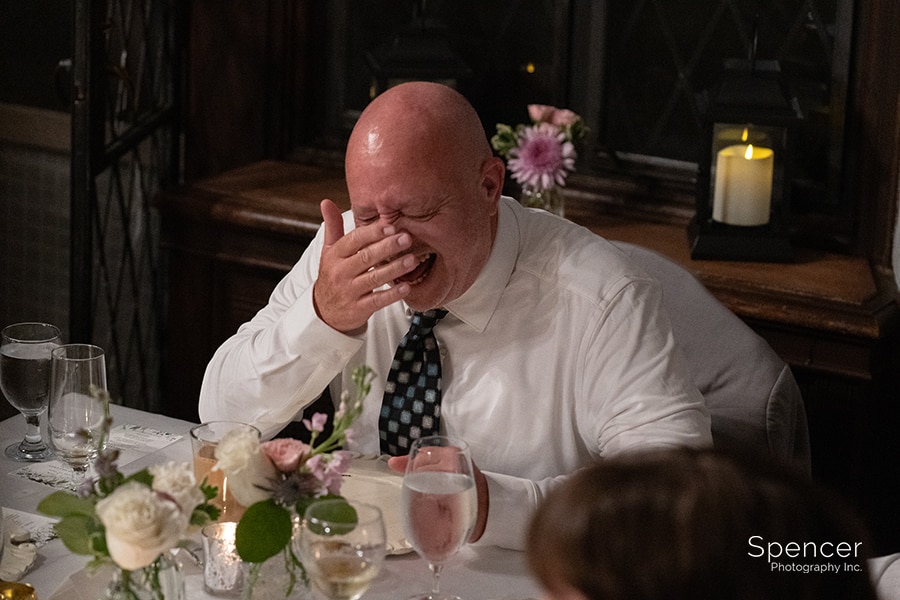 wedding guest laughing at O'Neil