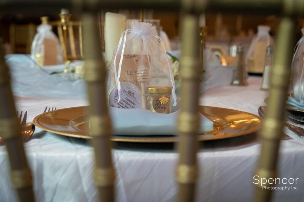 wedding reception table at Landolls Mohican Castle