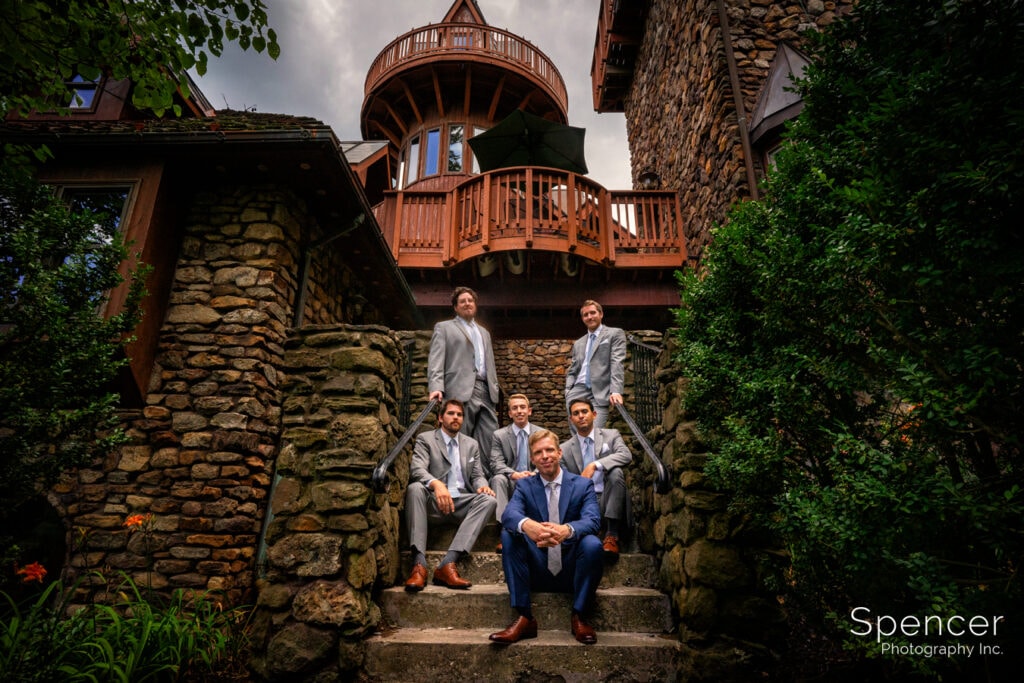 groomsmen before wedding at Landolls Mohican Castle