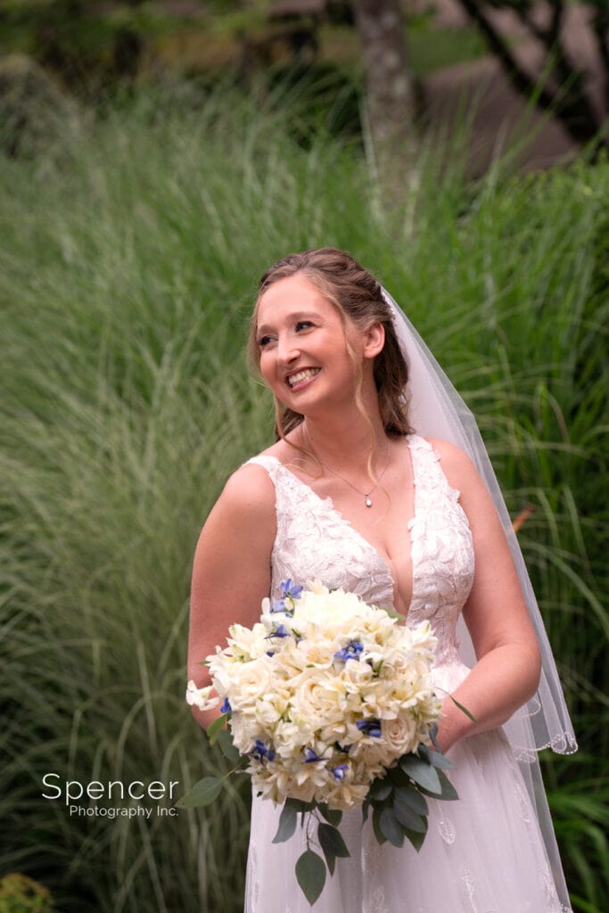 wedding picture of bride at Landoll's Mohican Castle