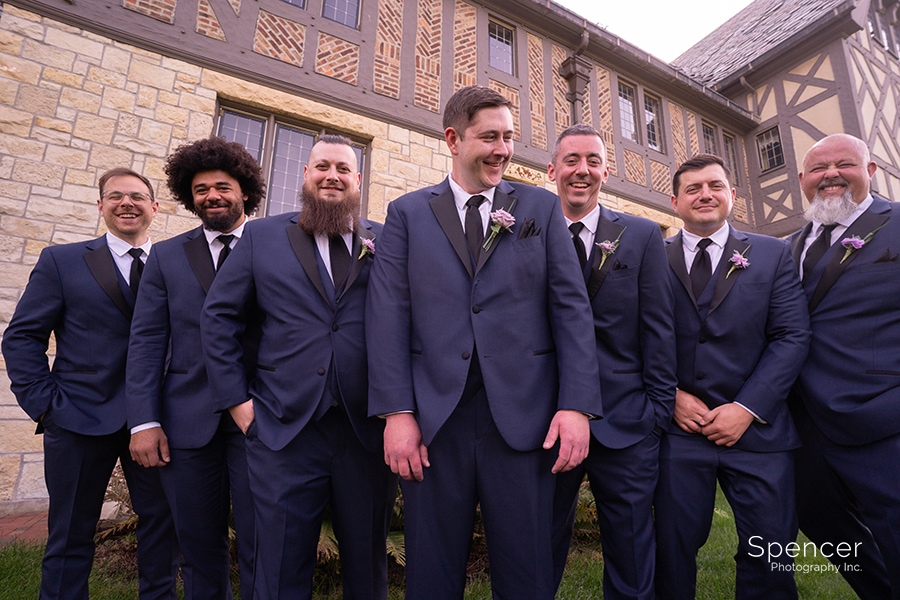 wedding picture of groomsmen at Ewing Manor