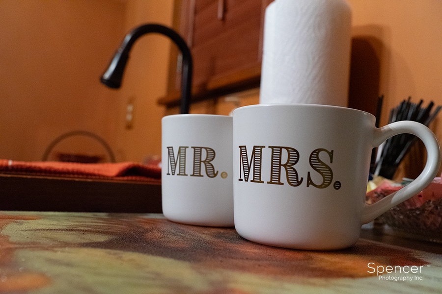 wedding day coffee cups at Vrooman Mansion