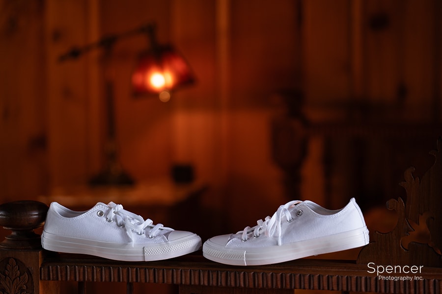 brides wedding shoes at Vrooman Mansion