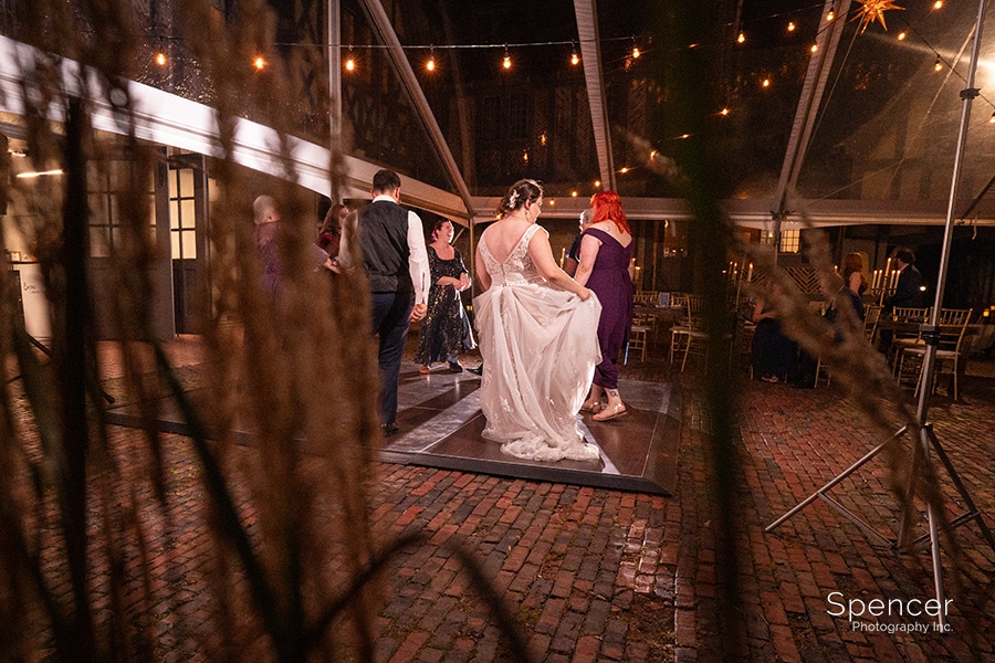 bride dancing at wedding reception at Ewing Manor