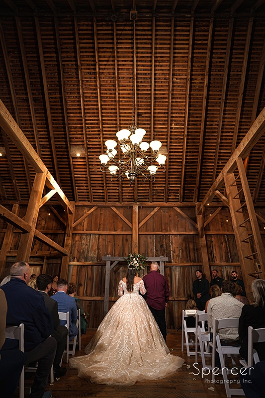 wedding ceremony at Rusty River Barn