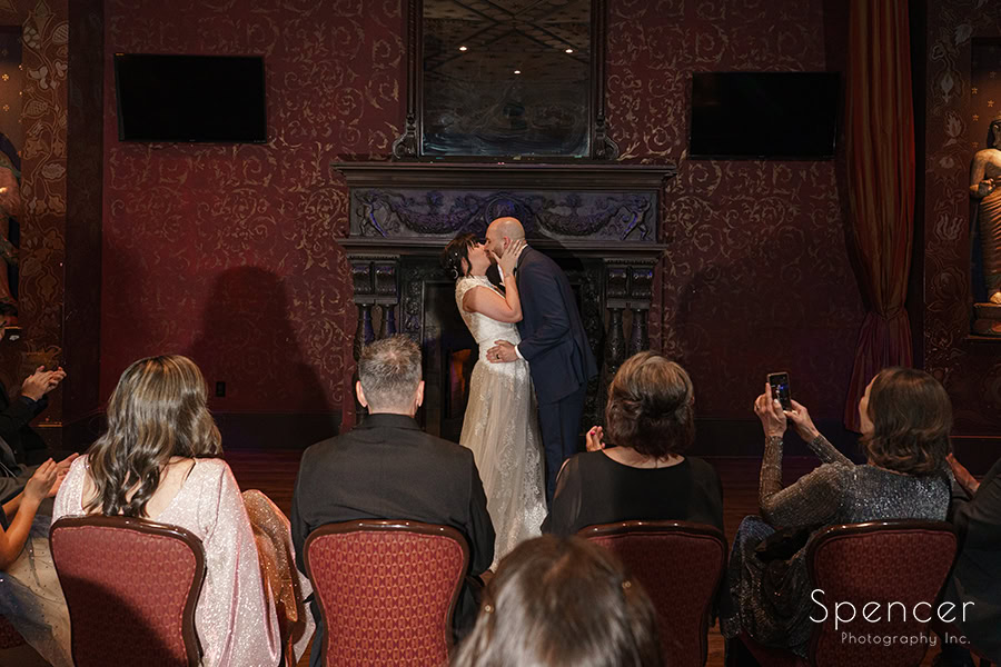 first kiss at wedding ceremony at Cleveland House of Blues