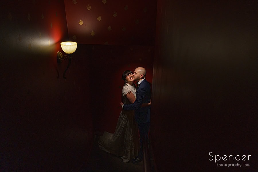 romantic wedding picture of bride and groom at Cleveland House of blues